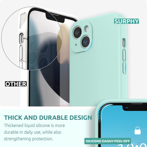 SURPHY Compatible with iPhone 13 Case with Screen Protector, (Camera Protection + Soft Microfiber Lining) Liquid Silicone Phone Case 6.1 inch 2021...