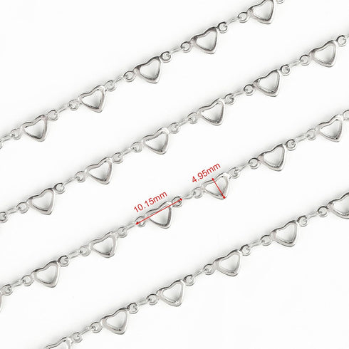 UMAOKANG 16.4 Feet Stainless Steel Jewelry Chain for Jewelry Making, Silver Heart Necklace Bracelet Chain Bulk Jewelry Supplies Findings...