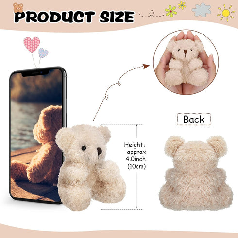 6 Pieces Mini Bear Plush Stuffed 4 Inch Small Bear Bulk Animal Toys for Baby Shower Party Favors Tiny Soft Bear Doll Gifts for Graduation Keychain...