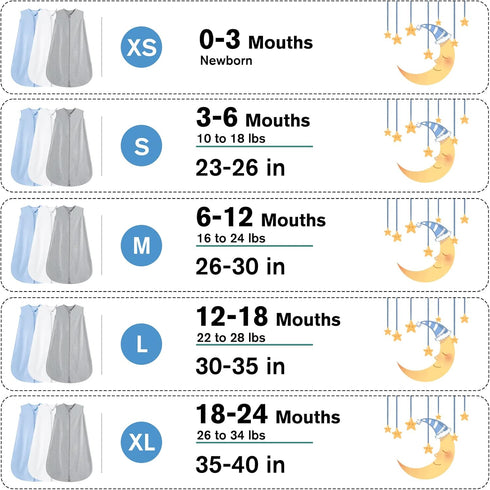 3 Pack Baby Sleep Sack 3-6 Months 100% Rayon Cotton Baby Sleeping Bag 2-Way Zipper Toddler Wearable Blankets Comfy Stretchy Thin Sleep Sacks TOG 0...