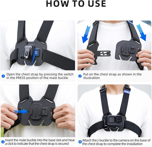 TELESIN Quick Release Chest Strap Mount, Mobile Phone Adjustable Chest Mount Harness for GoPro Camera, Action Camera, iPhone 13 12 11 Pro,Vlog/POV...
