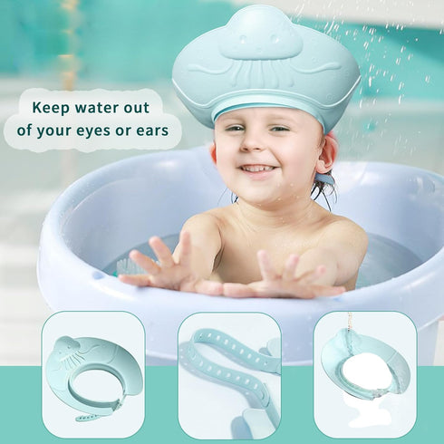 Shower Cap for Kids,Baby Shower Cap Protection Eye Ear for Toddler, Baby, Kids, Children (Blue)...