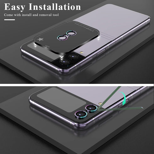 YWXTW Camera Lens Screen Protector for Samsung Galaxy Z Flip 4, Individual Anti Scratch Metal Tempered Glass Camera Cover for Galaxy Z Flip 4 5G, ...
