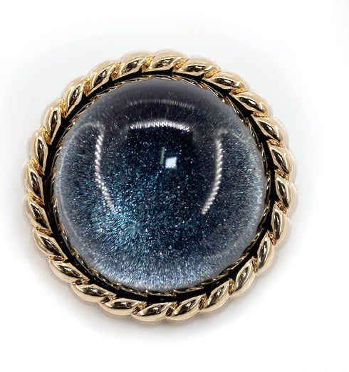 20 pcs Clear Glass Dome Black Shimmer Layer Sewing Metal Shank Coat Buttons -25mm -1"...