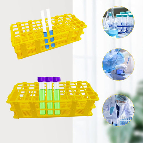 3 Packs Plastic Test Tube Rack, 60 Holes Lab Test Tube Rack Holder for 16mm Test Tubes, Yellow, Detachable (Yellow60)...