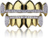 TOPGRILLZ 14K Gold Plated Iced Out CZ Top and Bottom Vampire Fangs Werewolf Grillz for Your Teeth Hip Hop Halloween Accessory...