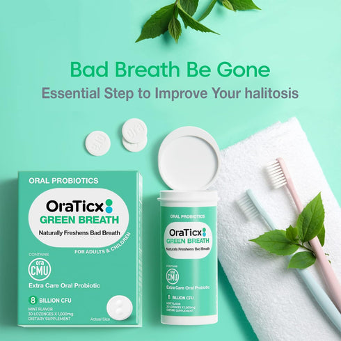 Green Breath Oral Care Probiotics, Naturally Support Freshens Bad Breath & Healthy Mouth, Dental Probiotic Supplement 8 Billion CFU, Mint Flavor 3...