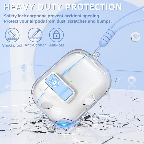 AirPods Pro 2nd/1st Generation Case Cover with Cleaner Kit, Auto Snap Switch Secure Lock Clip Transparent Airpods Pro Case,Compatible with MagSafe...