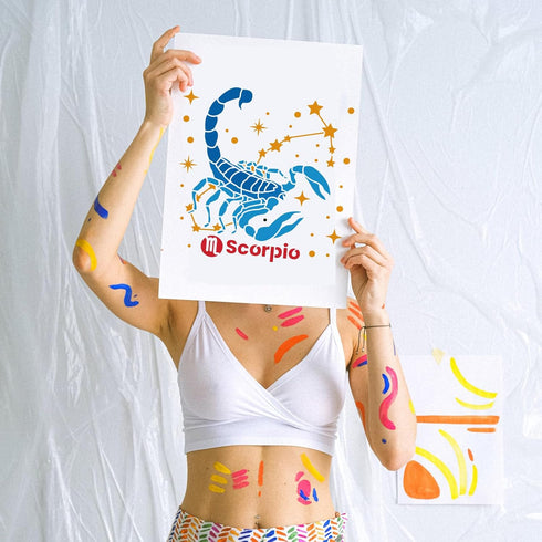 FINGERINSPIRE 12 pcs Constellation Stencil 11.8x11.8inch Reusable Zodiac Symbols Painting Template DIY Craft Astrological Decoration Stencil for P...