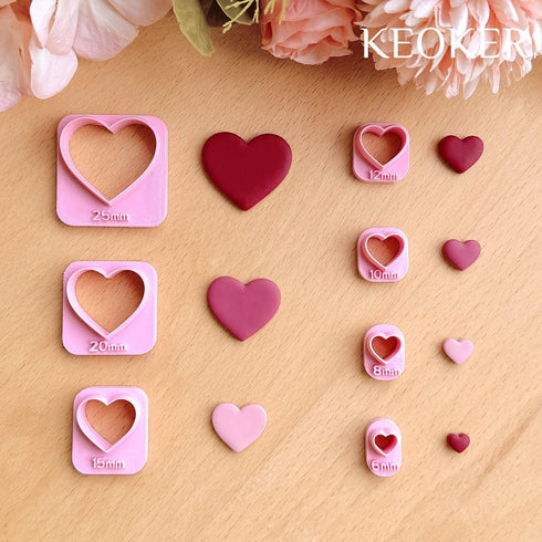 Keoker Heart Clay Cutter, Valentines Polymer Clay Cutters for Earrings Making, Heart Shape Polymer Clay Cutter, 7 Size Polymer Clay Cutters Hearts...