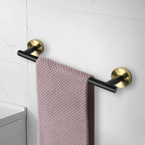 NearMoon Bathroom Towel Bar, Bath Accessories Thicken Stainless Steel Shower Towel Rack for Bathroom, Towel Holder Wall Mounted (1 Pack, Matte Bla...