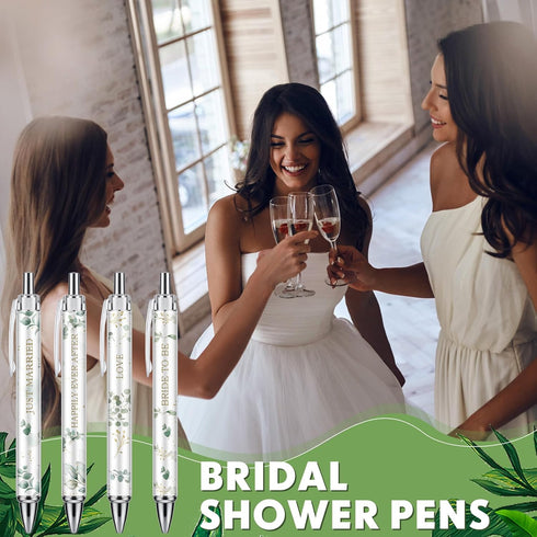 24 Pcs Bridal Shower Ballpoint Pens Retractable Black Ink Wedding Pens with Quotes for Guest Book Writing Games Gifts Wedding Favors Souvenir Offi...