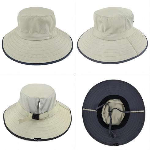 EINSKEY Women's Ponytail Sun Hat, Packable Wide Brim Large Head Bucket Hat for Fishing Hiking Gardening Safari Beach Pool...