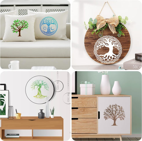 16Pcs 6 x 6 Inch Tree of Life Stencil, Reusable Stencils for Painting on Wood Decoration Painting Templates for Wall Floor DIY Decorations Christm...