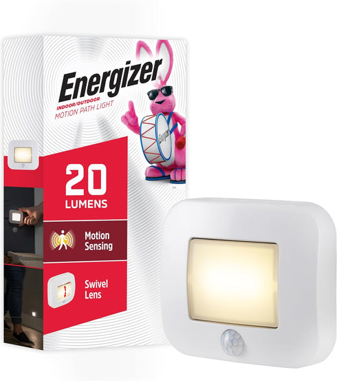 Energizer Motion-Activated LED Path Light, Wireless, 20 Lumens, Battery Powered, White, Ideal for Hallway, Entryway, Stairs, Pathway, Night Light,...