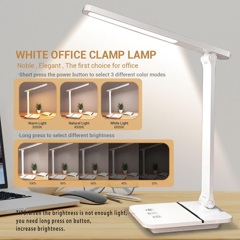 Cordless LED Desk Lamp for Home Office, 6000mAh Rechargeable Battery Operated Table Lamps,Eye-Caring Reading Lamp for Students, 3 Lighting Modes &...