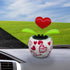 Red Solar Powered Dancing Figurines, Solar Dance Flower, Heart Swing Dancing Flower in Pots, Shaking Head Ornament Car Dashboard Decoration Gift f...