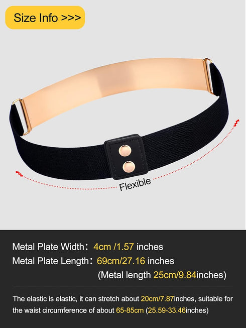Chuangdi 2 Pieces Women's Mirror Stretch Waist Dress Belt Skinny Belt for Women Dress Waist Belt Metal Mirror Elastic Belt...