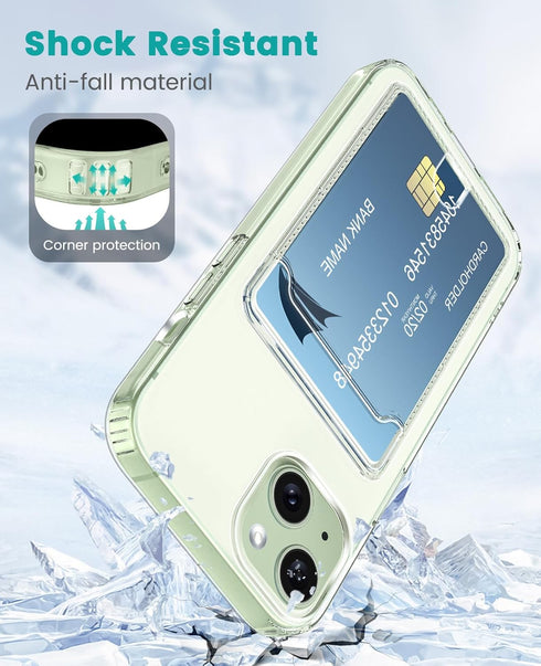 Case compatible with iPhone 15 Plus, Clear Phone Case with Card Holder Shockproof Slim Cover compatible with iPhone 15 Plus - Transparent...