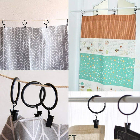 JANYUN 120 Pack Clip Hook Set Stainless Curtain Clips for Curtain Photos Home Decoration Art Craft Dispaly Hang Clip (Black)...
