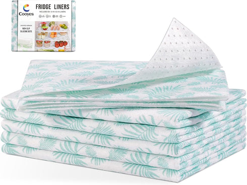 Cooyes Absorbent Refrigerator Liners, Non Slip Fridge Bin Liners and Mats Washable, Refrigerator Shelf Liner for Glass Shelves and Kitchen Cabinet...