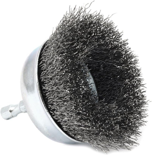 Forney 72731 Wire Cup Brush, Coarse Crimped with 1/4-Inch Hex Shank, 3-Inch-by-.012-Inch, 1 Pack , Metal Grey...