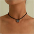 Boho Butterfly Pendant Necklace Black Velvet Rope Choker Silver Butterfly Necklace Choker Vintage Suede Velvet Collar Necklace Butterfly Clavicle ...