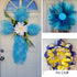 TONIFUL 2 Rolls 10 Inch Light Blue Decorative Mesh Ribbbon Rolls, Fabric Mesh with Foil for Mesh Wreath Supplies, Front Door Wreath Tree Decor Chr...