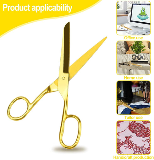MultiBey Scissors Straight Recycled Stainless Steel 7" Copper Gold Multipurpose Fabric Leather Arts and Crafts Paper Shears Heavy Duty (Upgraded)...