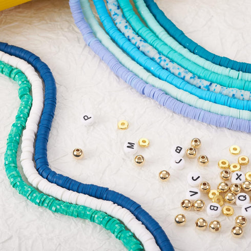 Clay Beads for Bracelet Making Cheriswelry 1 Set DIY Jewelry Making Kit 6mm Clay Disc Round Spacer Beads Acrylic Letter Beads Plastic Brass Loose ...