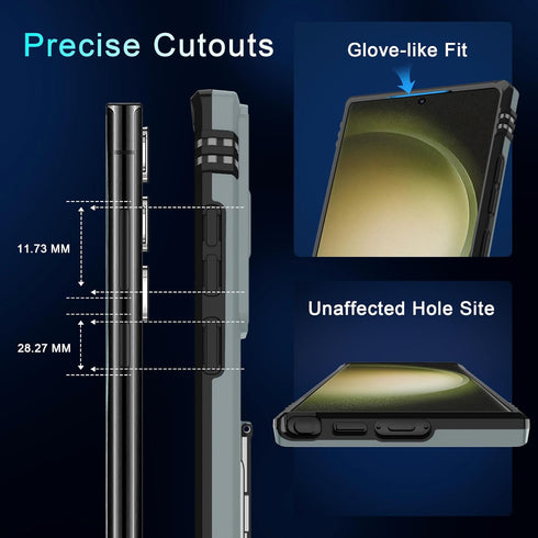 DEERLAMN for Samsung Galaxy S24 Ultra Case with Slide Camera Cover+Screen Protector (1 Pack), Rotated Ring Kickstand Military Grade Shockproof Pro...