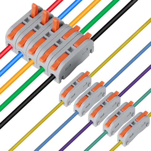 90 pcs XHF Conductor Compact Connectors Lever Connectors Nuts, Electrical Connectors Wire Terminals for any Circuit Inline Splices 28-12 AWG (SPL-...