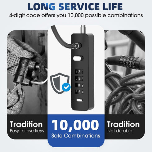 Cable Locks with Combination, 23.6Inch Steel Small Cable Rope Locks with 4-Digit Combination, Resettable Code for Bikes, Fence, Pet Door, Lockers,...