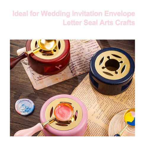 Wax Seal Kit, Wax Seal Warmer with Melting Spoon, Retro Melt Stove Pot Furnace Tool for Sealing Wax Beads Stamp, Ideal for Wedding Invitation Enve...