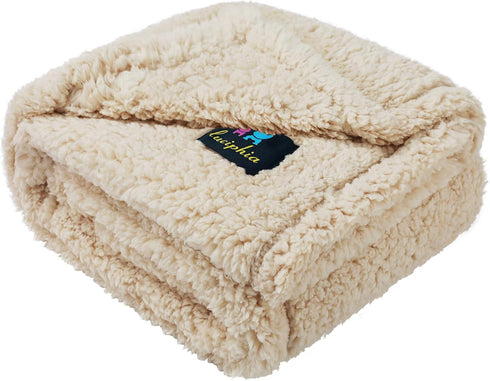 Luciphia Waterproof Dog Blanket Soft Pet Sherpa Calming Thick Blankets,Leakproof Cozy Pet Puppy Blanket for Medium Large Dogs Cats,Sofa Bed Car Co...