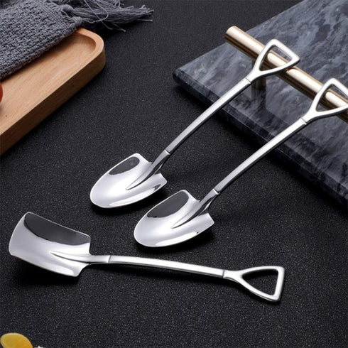 Dessert Spoon Set, 6 Pcs 6" Shovel Shape Stainless Steel Spoons, Ice Cream Fruit Spoon for Home, Kitchen or Restaurant...