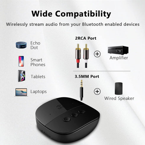 eppfun AK3056R Pro Bluetooth 5.2 Receiver with NFC, USB, TF Card Slot, 3.5mm AUX/RCA, Wireless Audio Adapter for Home Music Streaming Stereo Syste...