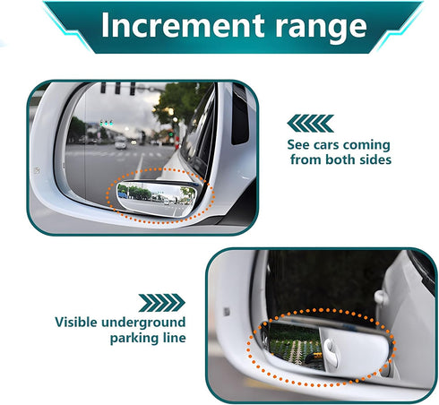 2 PCS Car Rearview Blind Spot Mirror, Adjustable High-definition Rectangular-shaped Mirror, Frameless Wide-angle Convex Mirror, Universal Auxiliar...