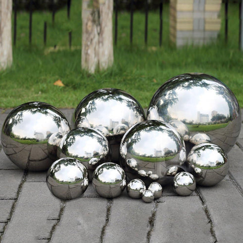 Pack of 2, Stainless Steel Hollow Gazing Ball Mirror Polished Shiny Sphere for Home Garden Ornament (4.7 Inch)...