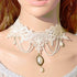 Vintage Lace Choker Necklace White Gothic Lace Pattern Necklace Punk Tassel Pearl Beaded Pendant Choker Princess Bridal Lace Lolita Tassel Lace Ne...