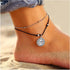 Boho Layered Wax Rope Anklets Silver Coin Ankle Bracelet Vintage Coin Disc Pendant Anklet Bracelet Satellite Anklet Ball Beaded Foot Chain Jewelry...