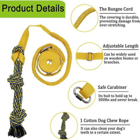 Dog Bungee Tug Toy, Dog Toy Hanging from Tree, Durable Interactive Dog Rope Toy with Chew Lure Toys, Outdoor Tether Tug of War for Small Medium La...