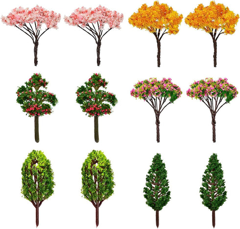 HUIANER Miniature Fairy Garden Tree Plant Ornament, Miniature Dollhouse Pots Decor Moss Micro Landscape DIY Craft Garden Ornament 12 Pcs...