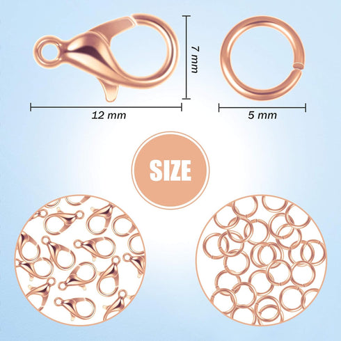 400 Pieces Lobster Claw Clasps with Open Jump Rings Set, 12 mm Lobster Claw Clasps Necklace Fasteners Hook and 5 mm Jump Rings for DIY Bracelet Ne...