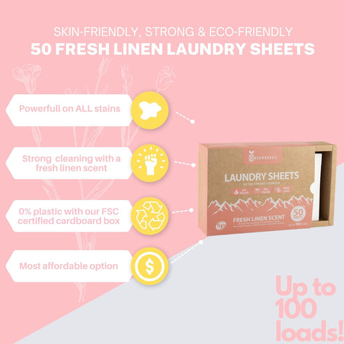 Eco Friendly Laundry Detergent Sheets, Up To 100 Loads, Powerful Stain And Odor Removal, Fresh Scent, Skin Friendly, Easy For Travel, Hand Washing...