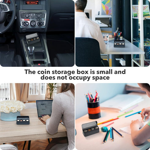 SINGARO Coin Holder for Car, Coin Change Organizer Compatible with Coins of Different Sizes, Dash-Mounted Holder Suitable for Most Cars, Trucks(Bl...