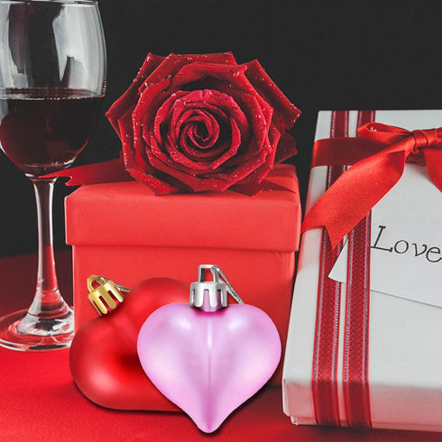 HOWAF 24 Pieces Valentines Day Heart Baubles Ornaments Christmas Tree Baubles Heart Shaped Decoration Baubles for Valentine's Day Decoration, Glos...