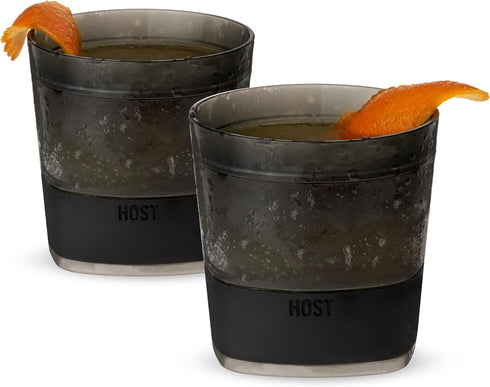 Host Freeze Cooling cups set of 2, Old Fashioned Glass with Silicone band for Bourbon, Scotch, and Whiskey, whisky gifts for men, Smoke...
