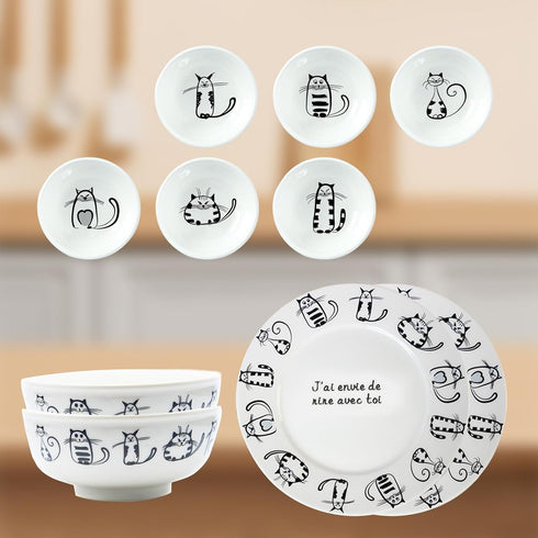 BigNoseDeer Super Cute Cat Ceramic Sauce Dish,Mini Side Seasoning Dish,Condiment Dishes,Sushi Soy Dipping Bowl,Snack Serving Dishes,Meow Porcelain...