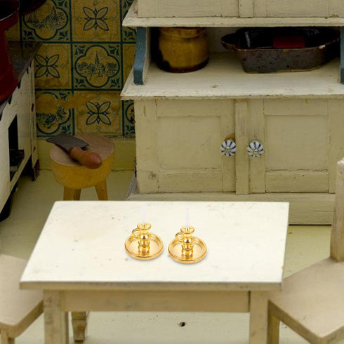 Toyvian Doll House Candlestick 2PCS Miniature Candle Holders (1:12) Tiny House Candlesticks Mini House Candle Holder Decorations Dollhouse Miniatu...